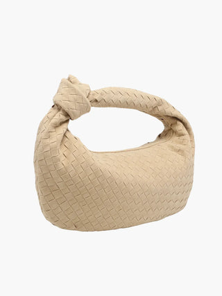 Ximena - Woven Knot Medium Suede Shoulder Bag