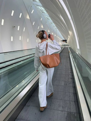 Hazel - Classic Double Handle Leather Tote