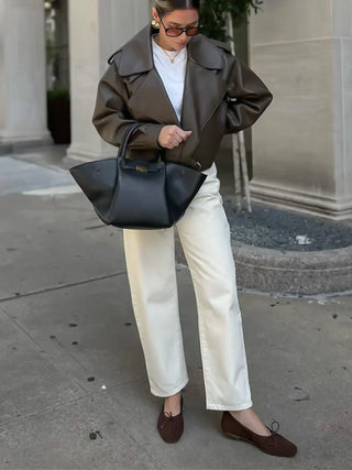 Aurora - Classic Leather Charm Tote Bag