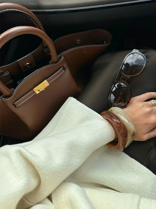 Aurora - Classic Leather Charm Tote Bag