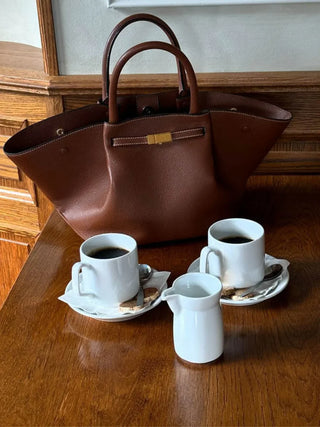 Aurora - Classic Leather Charm Tote Bag