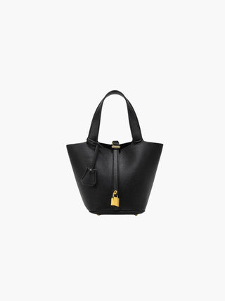 Nora - Classic Lock Detail Pebble Grain Tote Bag