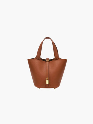Nora - Classic Lock Detail Pebble Grain Tote Bag