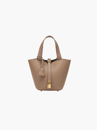 Nora - Classic Lock Detail Pebble Grain Tote Bag