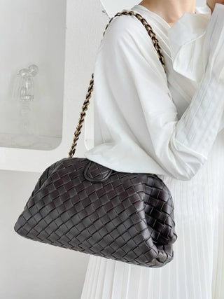 Elena - Leather Braided Chain Handbag
