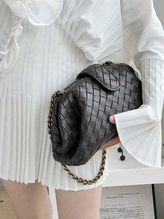 Elena - Leather Braided Chain Handbag