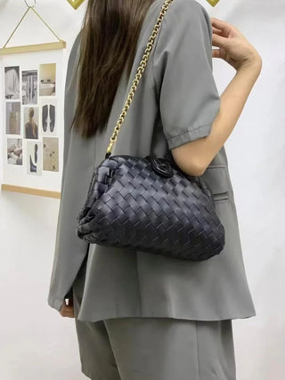 Elena - Leather Braided Chain Handbag