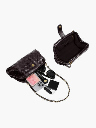 Elena - Leather Braided Chain Handbag