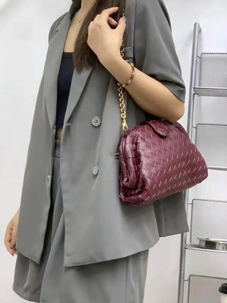 Elena - Leather Braided Chain Handbag