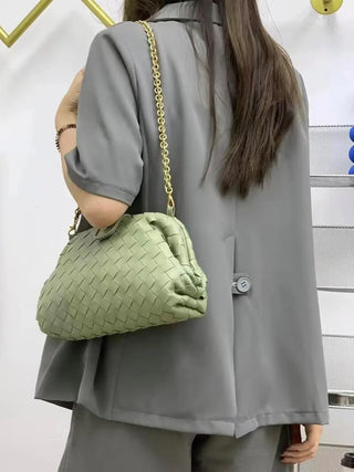 Elena - Leather Braided Chain Handbag