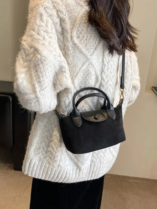 Adalynn - Suede Buttoned Mini Satchel Bag