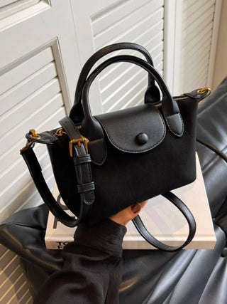 Adalynn - Suede Buttoned Mini Satchel Bag