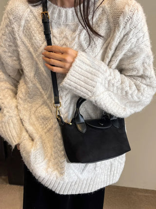 Adalynn - Suede Buttoned Mini Satchel Bag