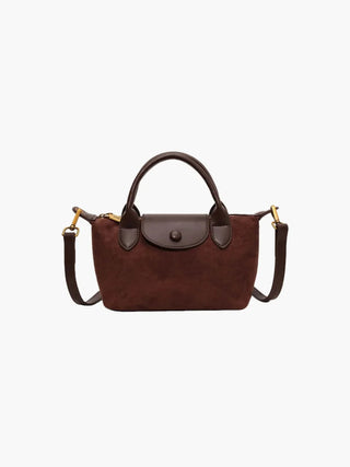 Adalynn - Suede Buttoned Mini Satchel Bag