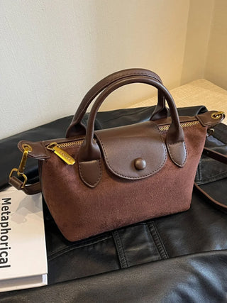 Adalynn - Suede Buttoned Mini Satchel Bag