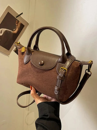 Adalynn - Suede Buttoned Mini Satchel Bag