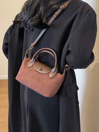 Adalynn - Suede Buttoned Mini Satchel Bag