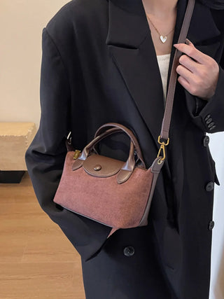 Adalynn - Suede Buttoned Mini Satchel Bag