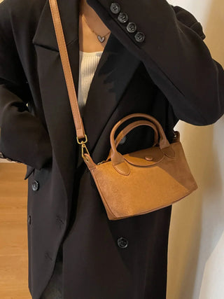 Adalynn - Suede Buttoned Mini Satchel Bag