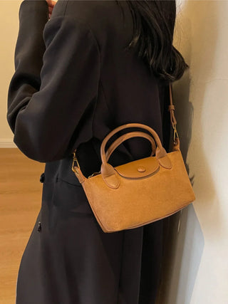 Adalynn - Suede Buttoned Mini Satchel Bag