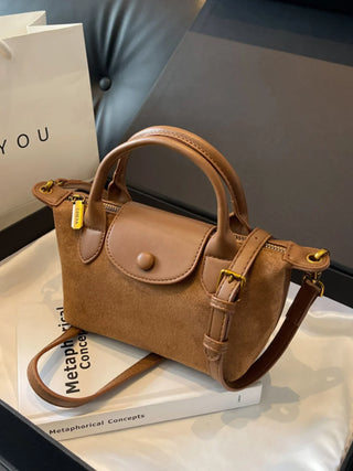 Adalynn - Suede Buttoned Mini Satchel Bag