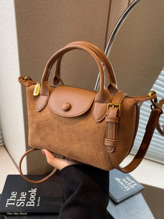 Adalynn - Suede Buttoned Mini Satchel Bag