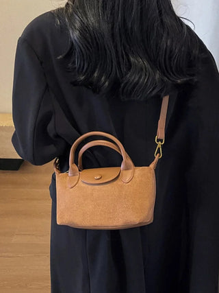Adalynn - Suede Buttoned Mini Satchel Bag