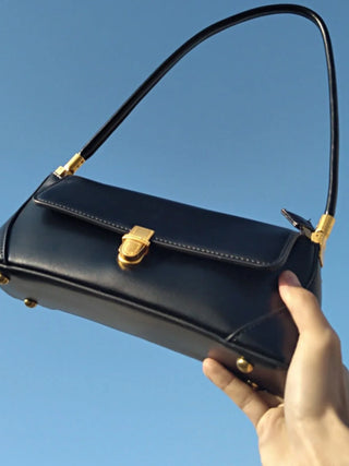 Alice - Leather Shoulder Bag with Vintage Gold-Tone Hardware