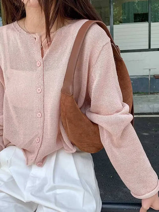 Melanie - Suede Crescent Shoulder Bag with Soft Buckle Detail