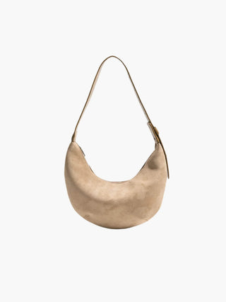 Melanie - Suede Crescent Shoulder Bag with Soft Buckle Detail