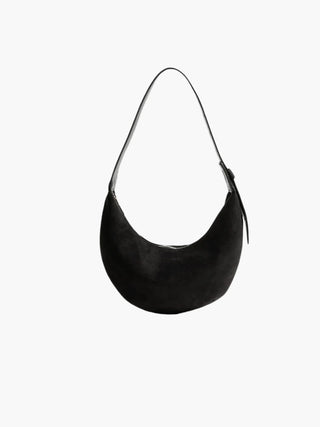 Melanie - Suede Crescent Shoulder Bag with Soft Buckle Detail
