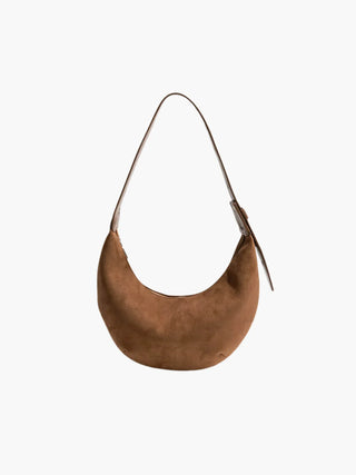Melanie - Suede Crescent Shoulder Bag with Soft Buckle Detail