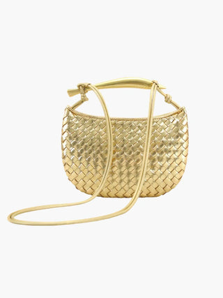 Stella - Gold Handle Sardine Woven Bag