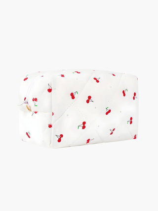 Liliana - Quilted Cotton Cherry Print Cosmetic Bag