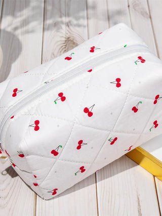 Liliana - Quilted Cotton Cherry Print Cosmetic Bag