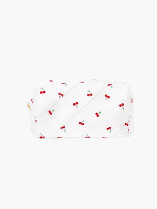 Liliana - Quilted Cotton Cherry Print Cosmetic Bag