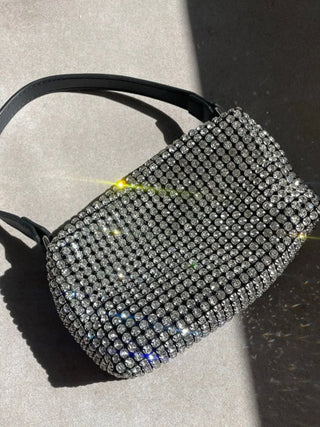 Lyla - Rhinestone Mesh Evening Bag with Zipper Closure