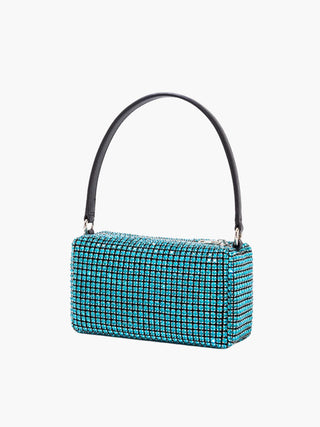 Lyla - Rhinestone Mesh Evening Bag with Zipper Closure