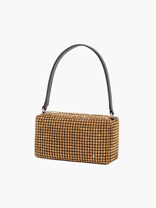 Lyla - Rhinestone Mesh Evening Bag with Zipper Closure