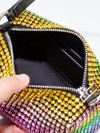 Lyla - Rhinestone Mesh Evening Bag with Zipper Closure