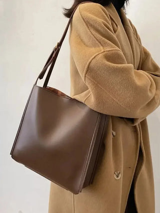 Melody - Sleek Leather Bucket Tote Bag