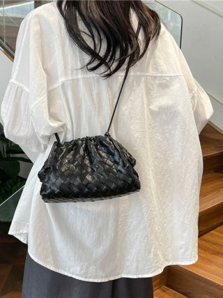 Mia - Braided Leather Drawstring Bag