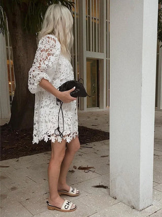 Mia - Braided Leather Drawstring Bag