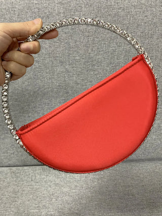 Nova - Crystal Handle Half-Moon Evening Bag