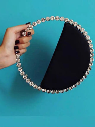 Nova - Crystal Handle Half-Moon Evening Bag