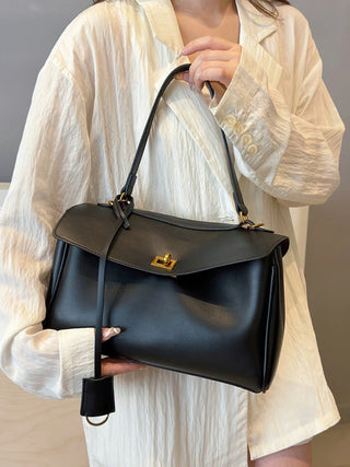 Leah - Leather Elegant Twist-Lock Handbag