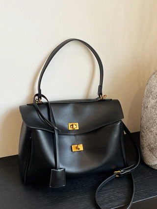Leah - Leather Elegant Twist-Lock Handbag