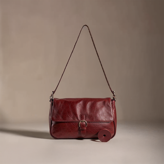 Hannah - Leather Buckle Accent Shoulder Bag