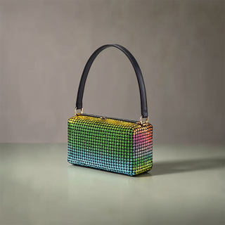 Lyla - Rhinestone Mesh Evening Bag with Zipper Closure