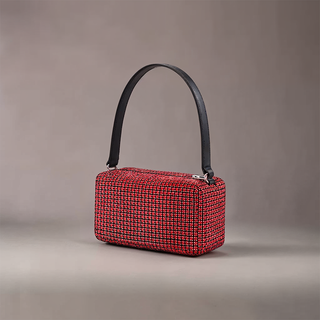 Lyla - Rhinestone Mesh Evening Bag with Zipper Closure